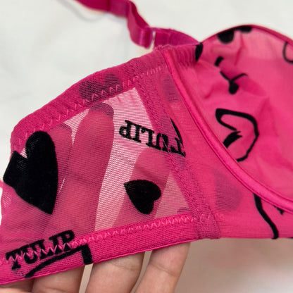 Net Love Print in Velvet Bra Set