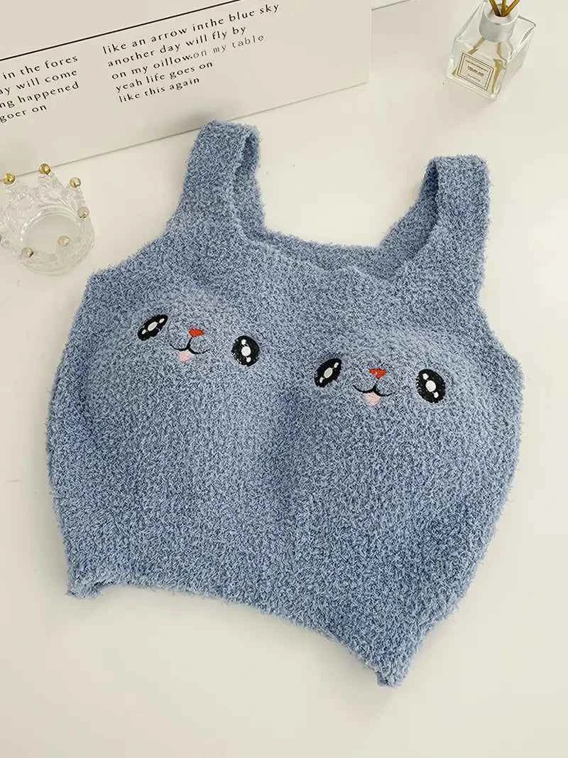 Cute Rabbit Pattern Plushie Crop Top