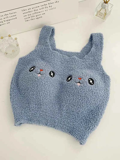 Cute Rabbit Pattern Plushie Crop Top
