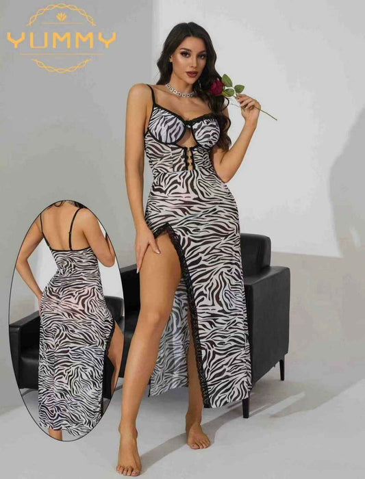 White & Black Tiger Print long dress