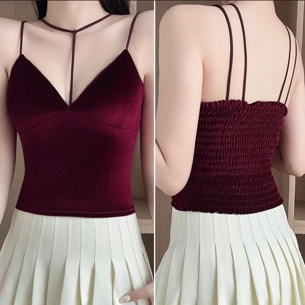 Velvet Neckline Stylish Camisole