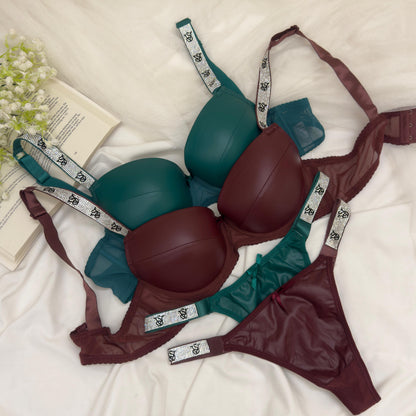Victoria Secret Leather Look Bra Set