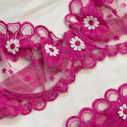 Summer Pink Net Bra Set