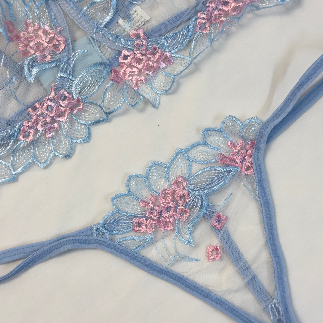 Ice Blue Embroidered Net Bra Set – Lamaisah pink