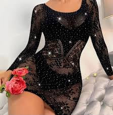 Rhinestone Net Half Body Stocking