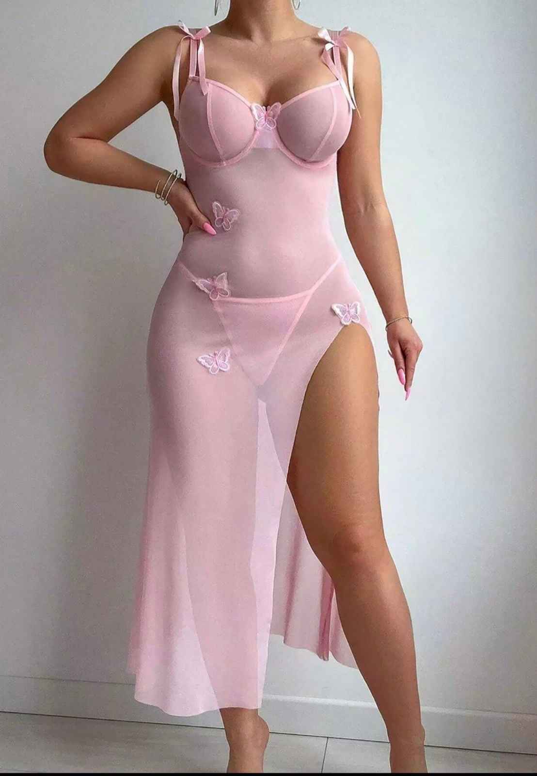 Mesh Butterfly Long Gown