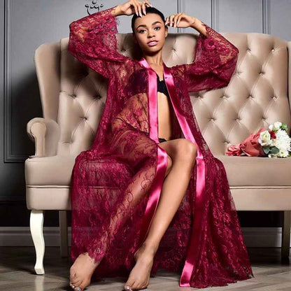 Stylish Long Net Gown with Thong