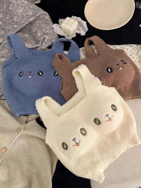 Cute Rabbit Pattern Plushie Crop Top