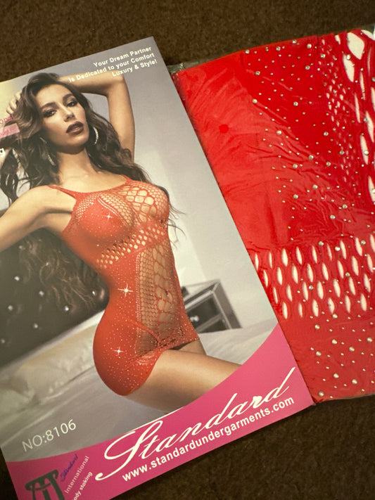 Hot Red Rhinestone Short Stocking