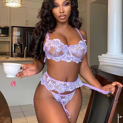 Lilac Sexy Garter Set