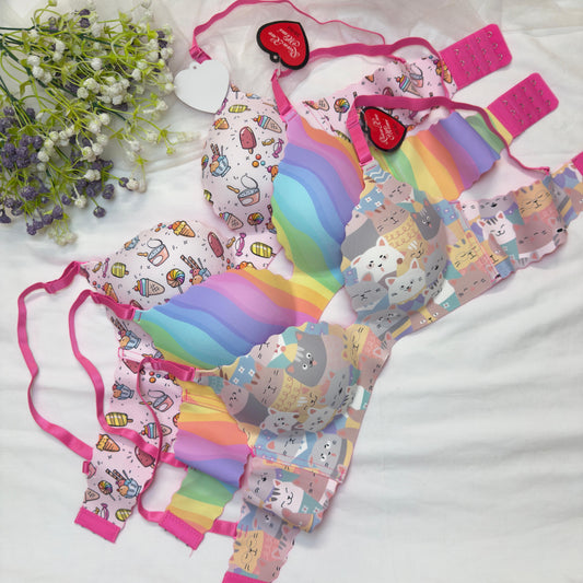 Cartoon Print Seamless Bra