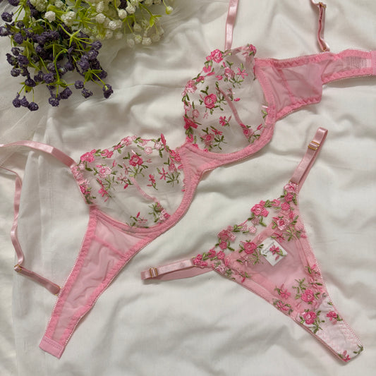Net Bra Set # 6(Baby Pink)