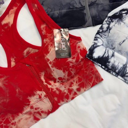 Front Zipper Tie & Dye Sports Bra