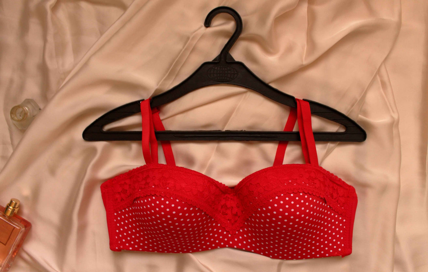 Polka Dots Half Cup Wired Push-up Bra with Removable Straps