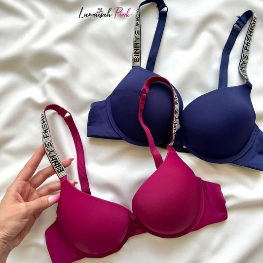 Rhinestone Shoulder Strap Bra