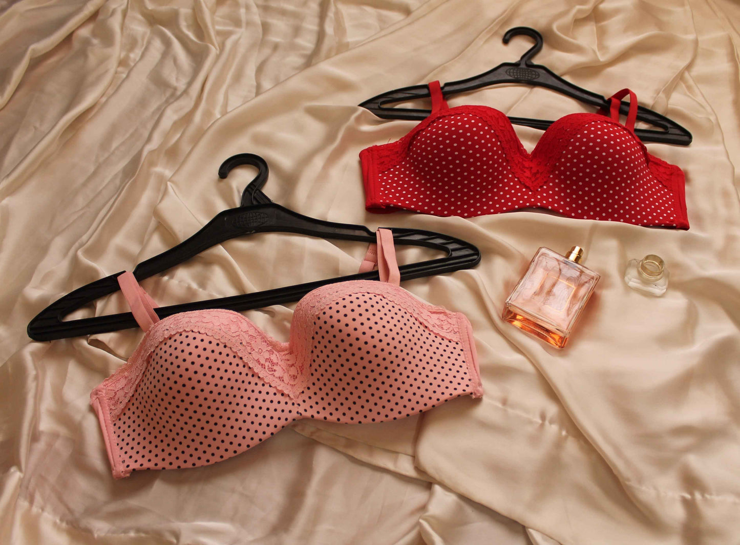 Polka Dots Half Cup Wired Push-up Bra with Removable Straps