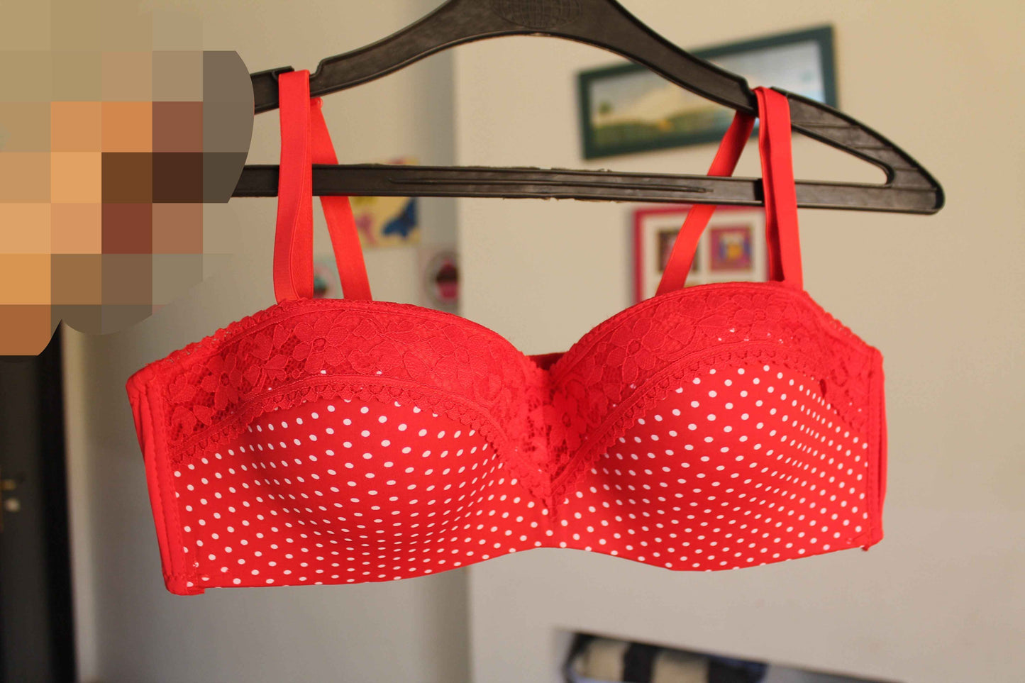 Polka Dots Half Cup Wired Push-up Bra with Removable Straps