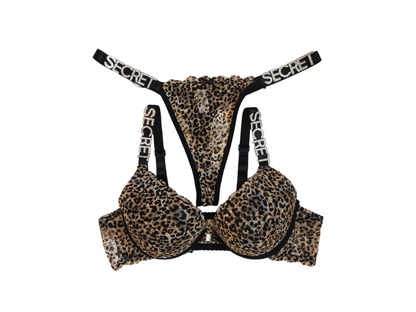 Front Open Cheetah Print Bra Set