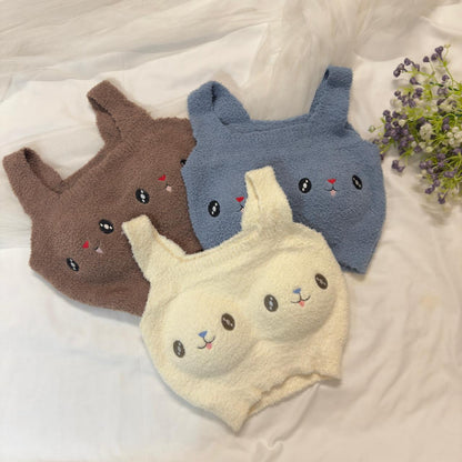 Cute Rabbit Pattern Plushie Crop Top