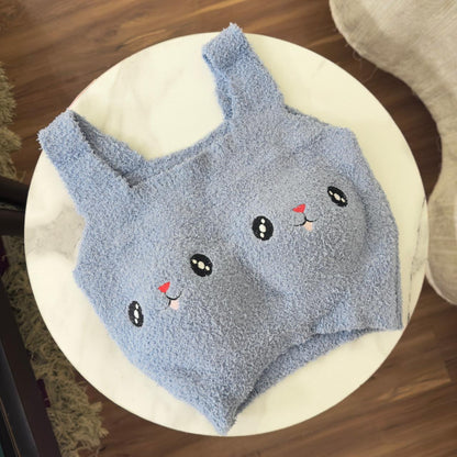 Cute Rabbit Pattern Plushie Crop Top