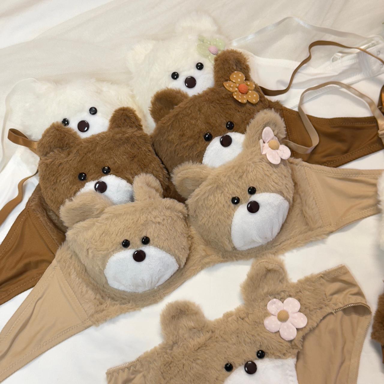 Teddy Bear Fluffy Plush Bra Set