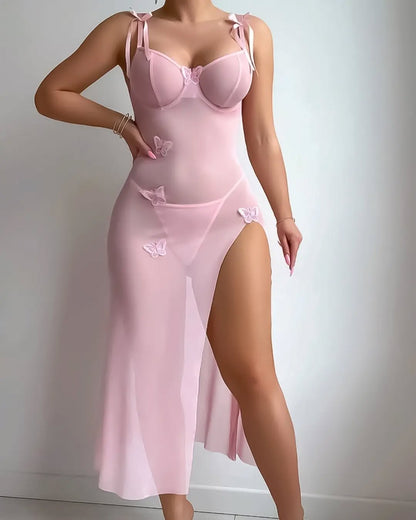 Mesh Butterfly Long Gown