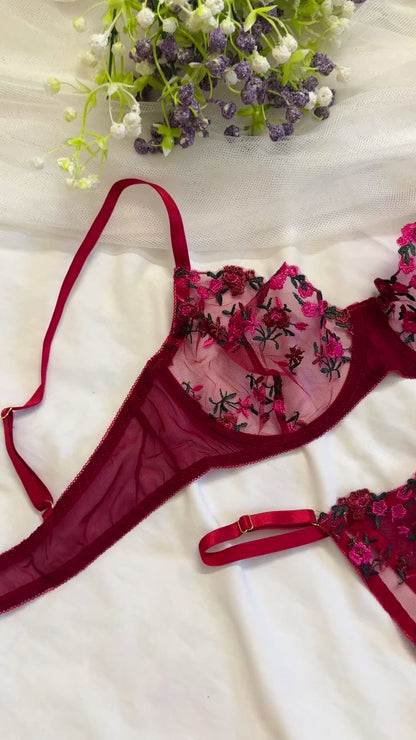Net Bra Set # 7(Maroon)
