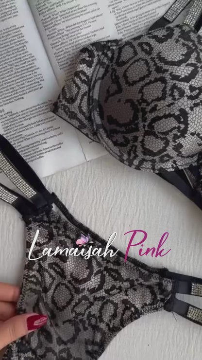 Grey Snake Print Origina VS Bra Set(Imported)