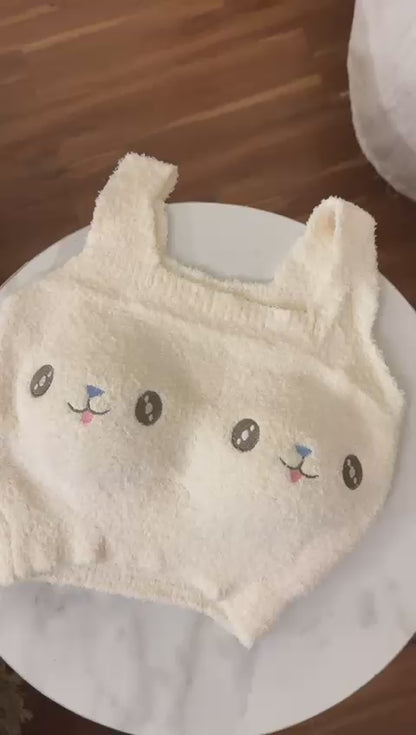 Cute Rabbit Pattern Plushie Crop Top