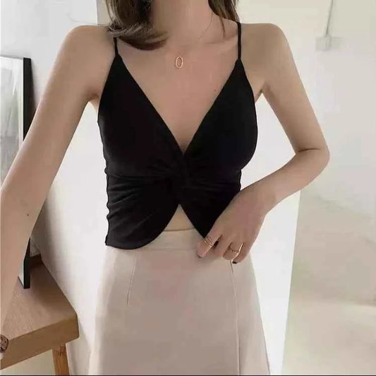 Bow Sleevless Soft Crop Top